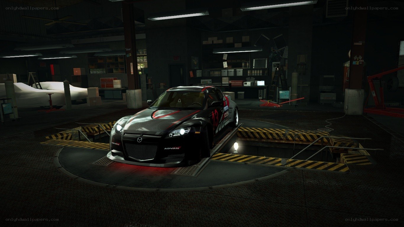race car in garage