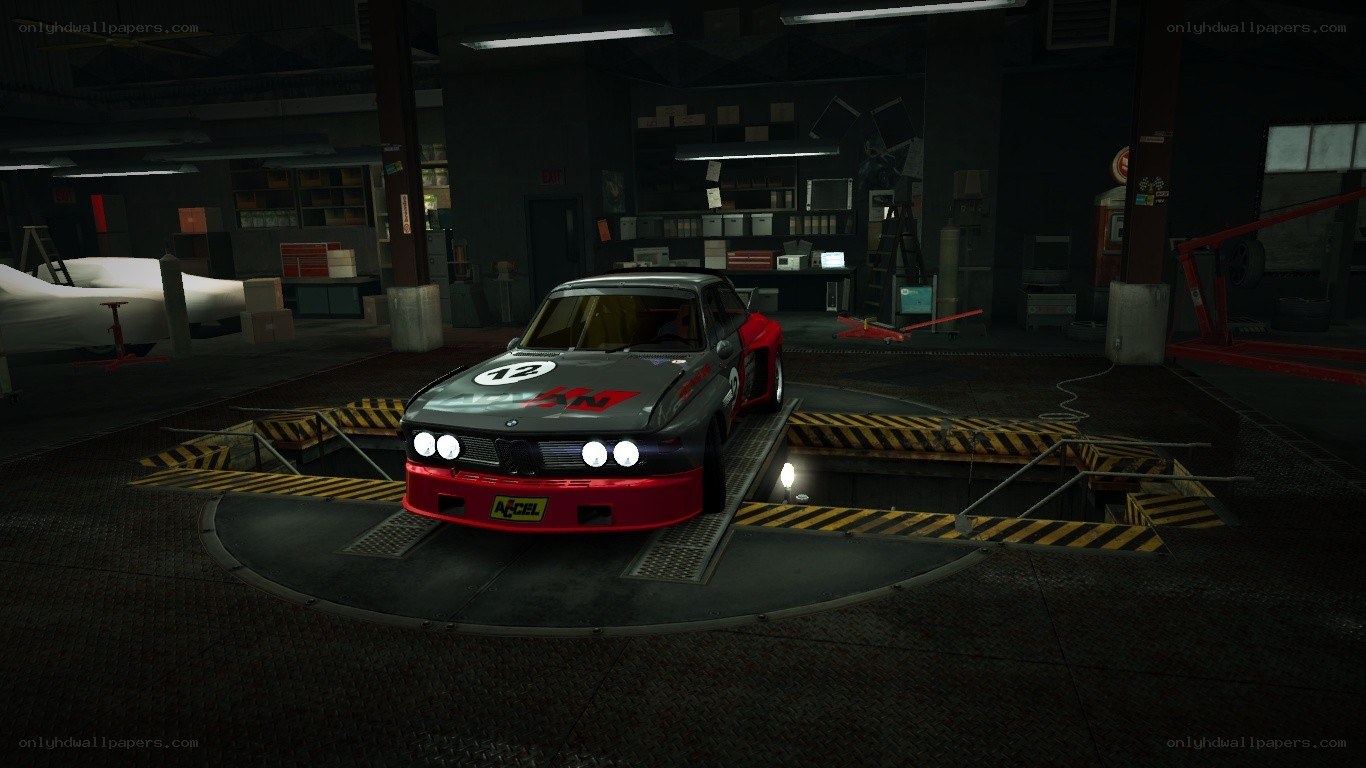 race car in garage