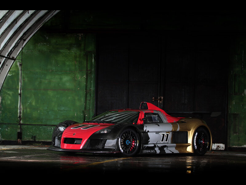 Race Car in Garage — Black, Dramatic