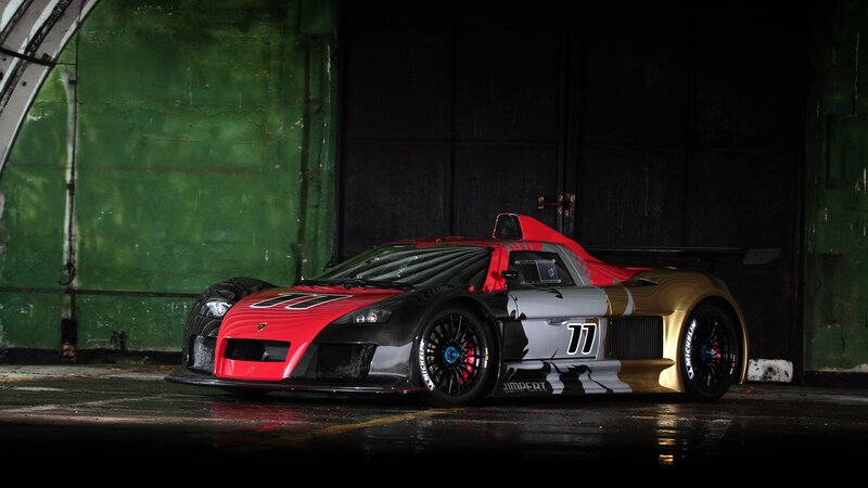 Race Car in Garage — Red, Dramatic, Night