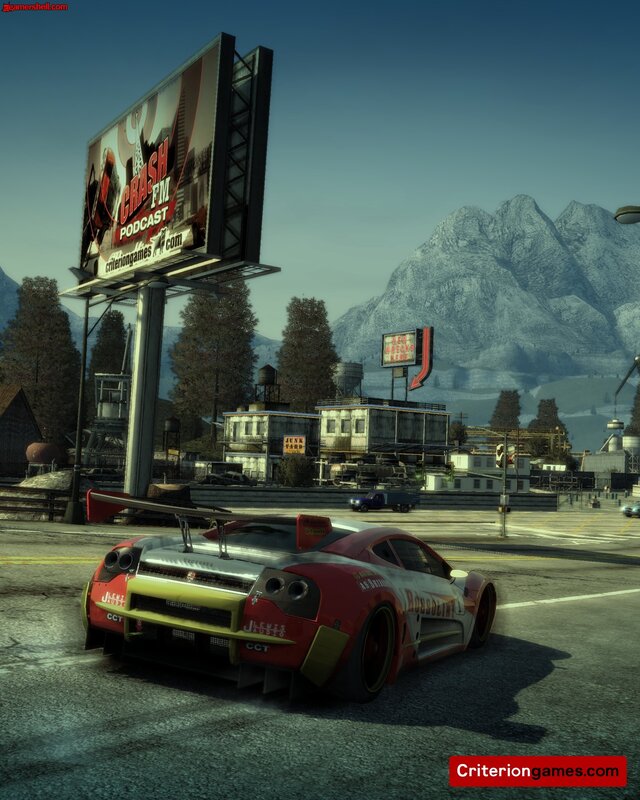 race car in industrial area