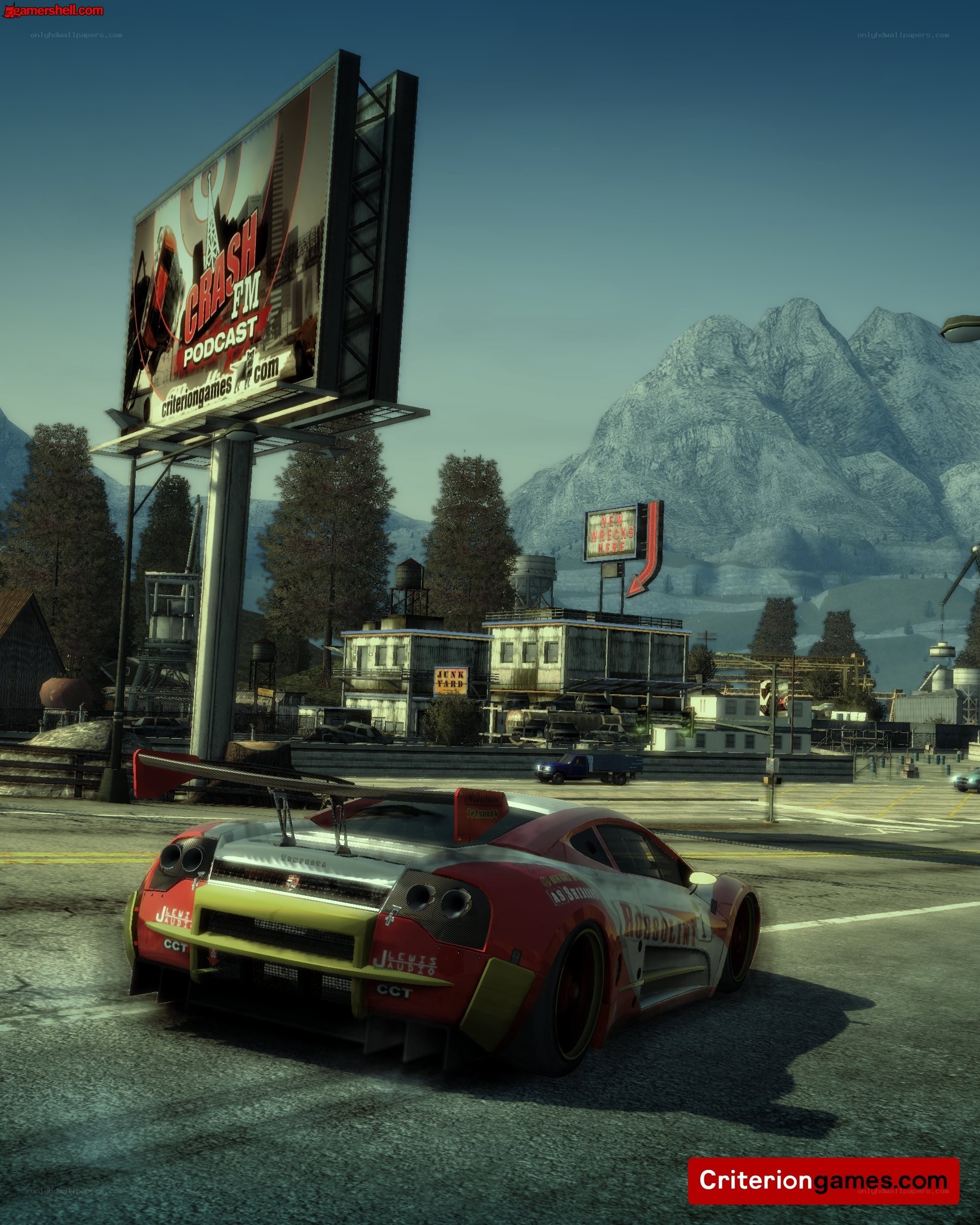 race car in industrial area