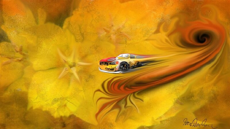 Race Car in Motion — Yellow