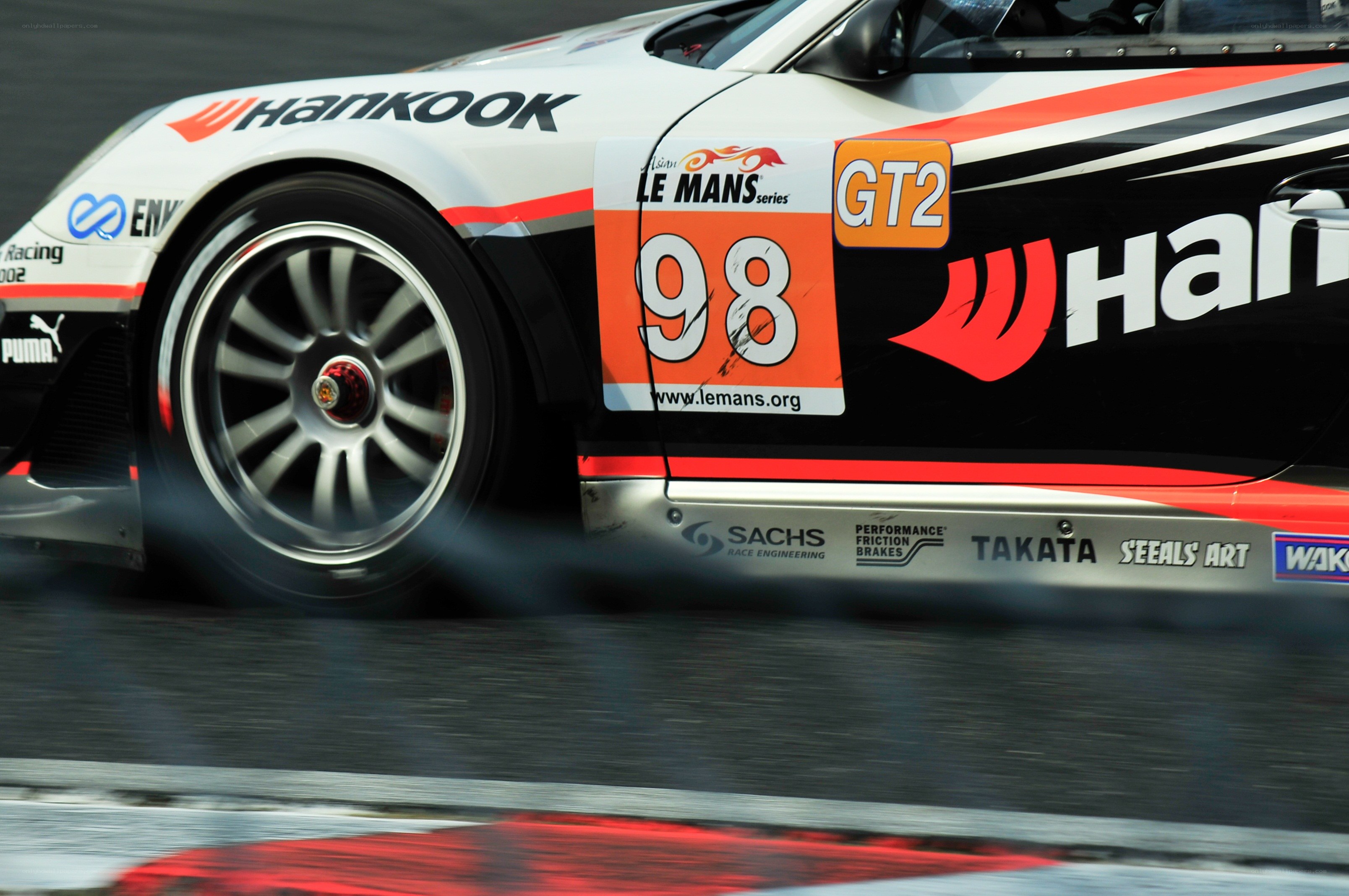 Race car in motion