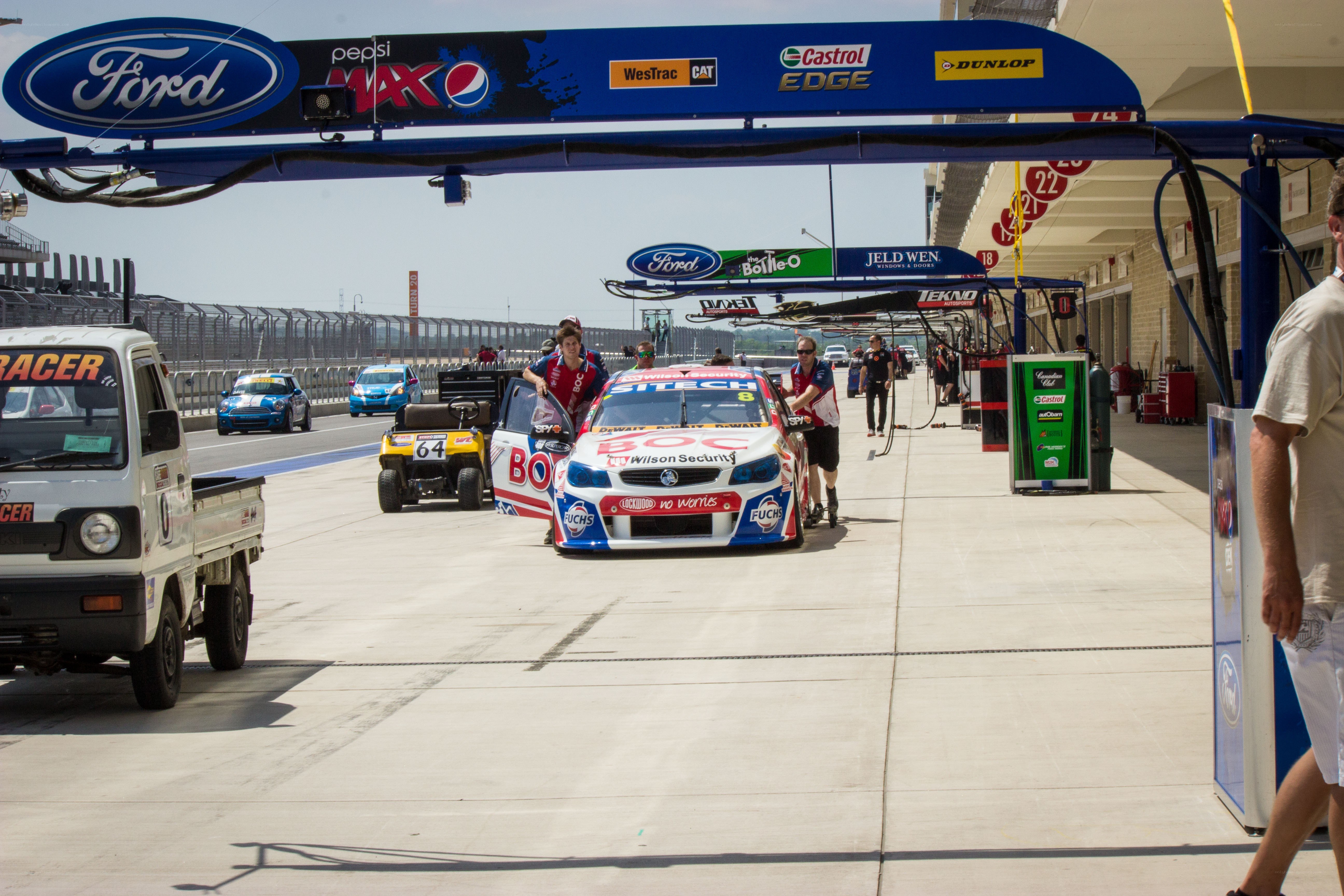 Race car in pit lane