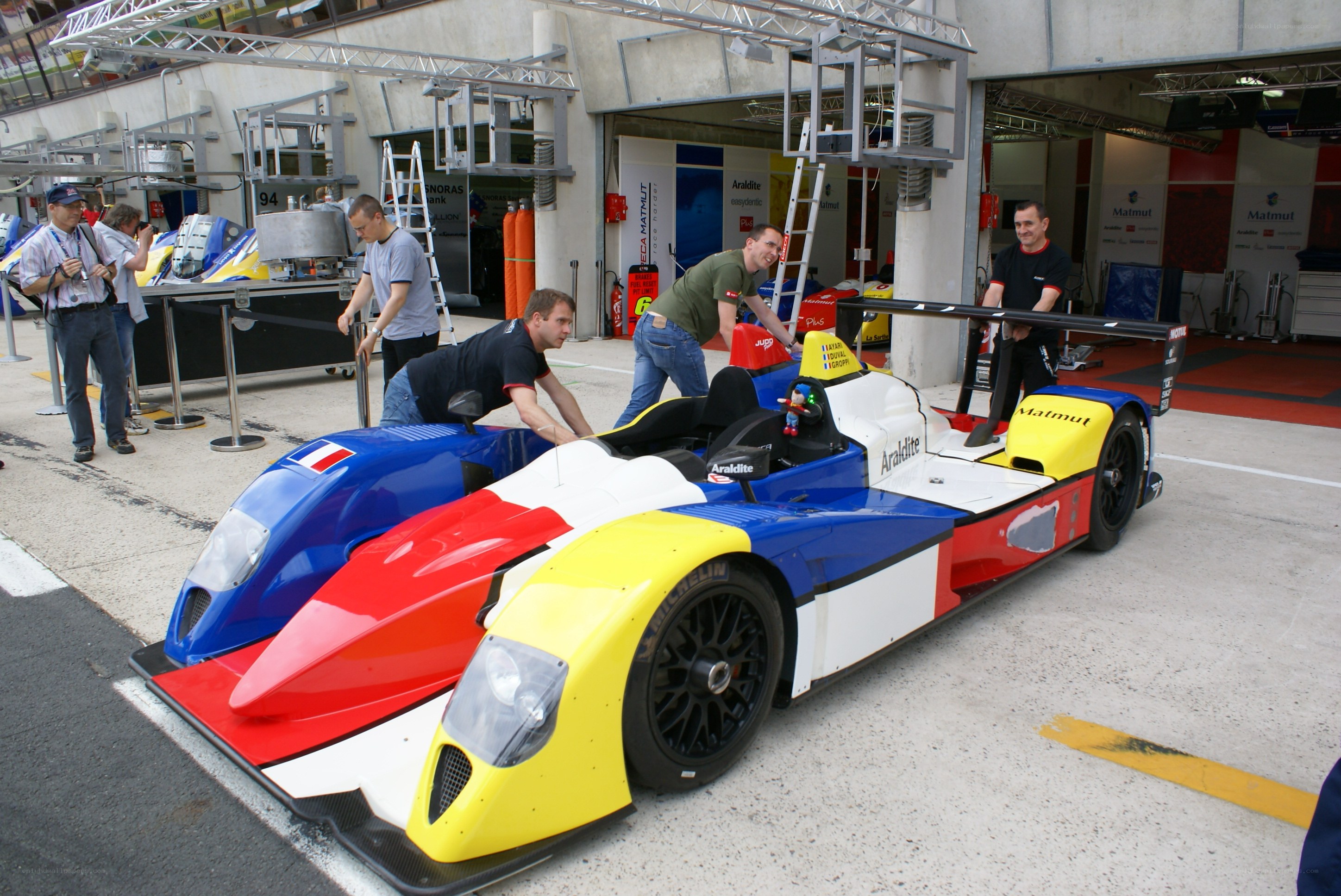 Race car in pit lane