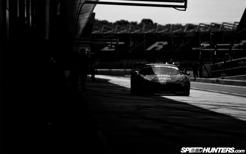 Race car in pit lane