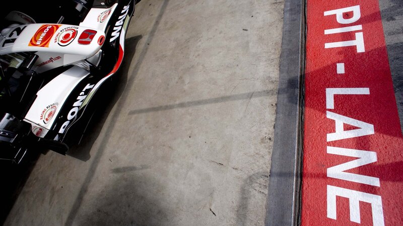 Race car in pit lane