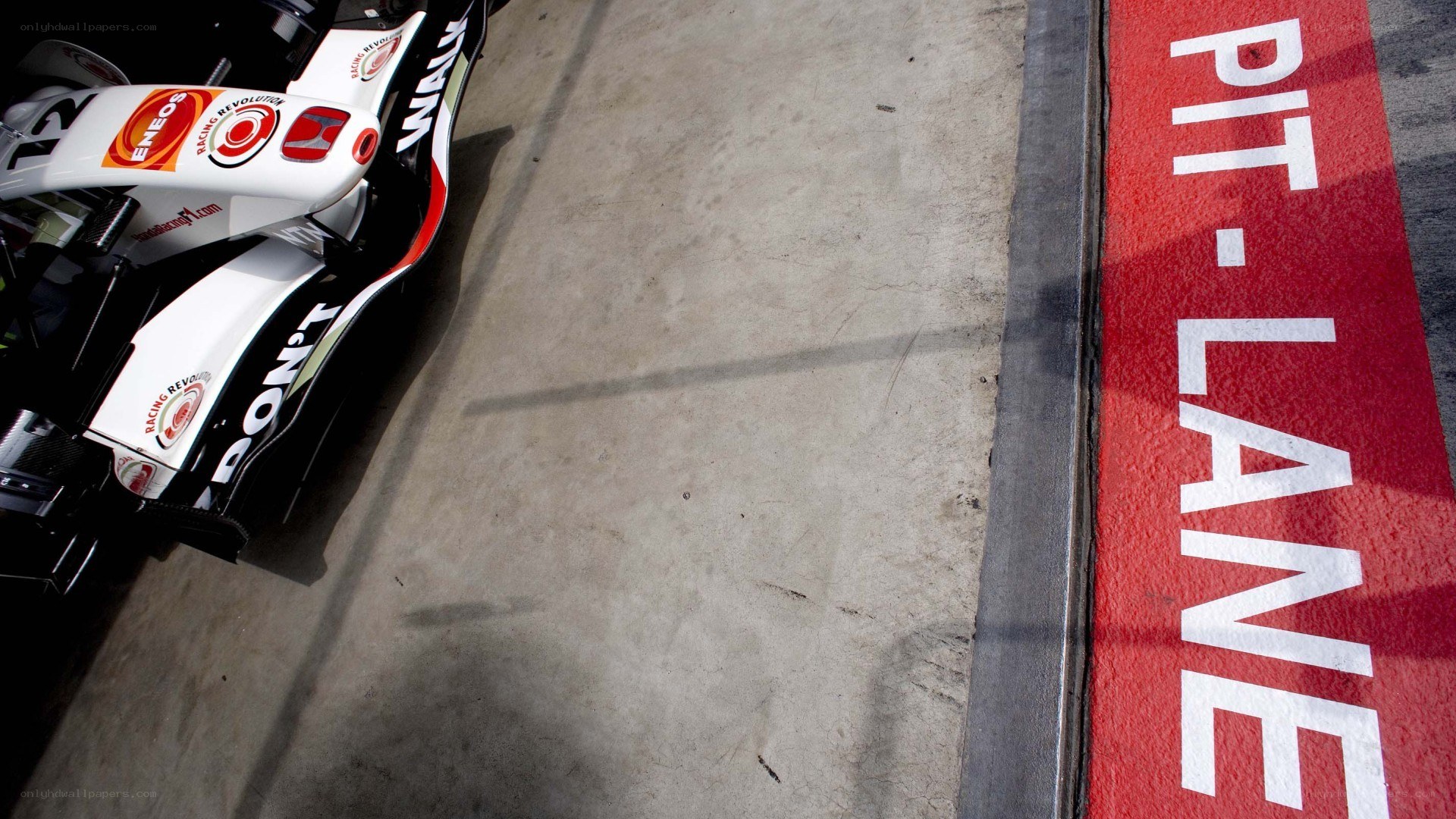 Race car in pit lane