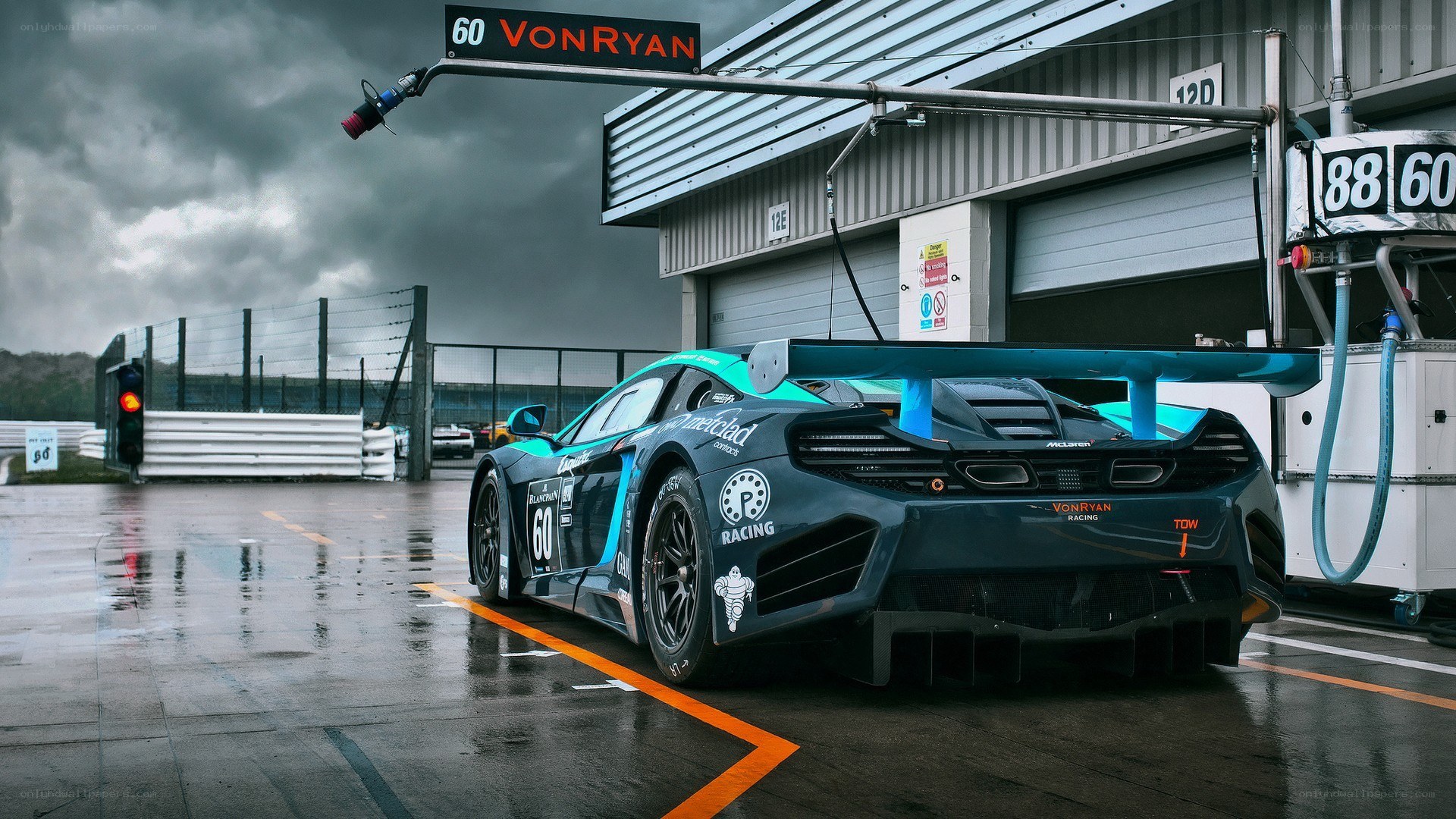 Race car in pit lane