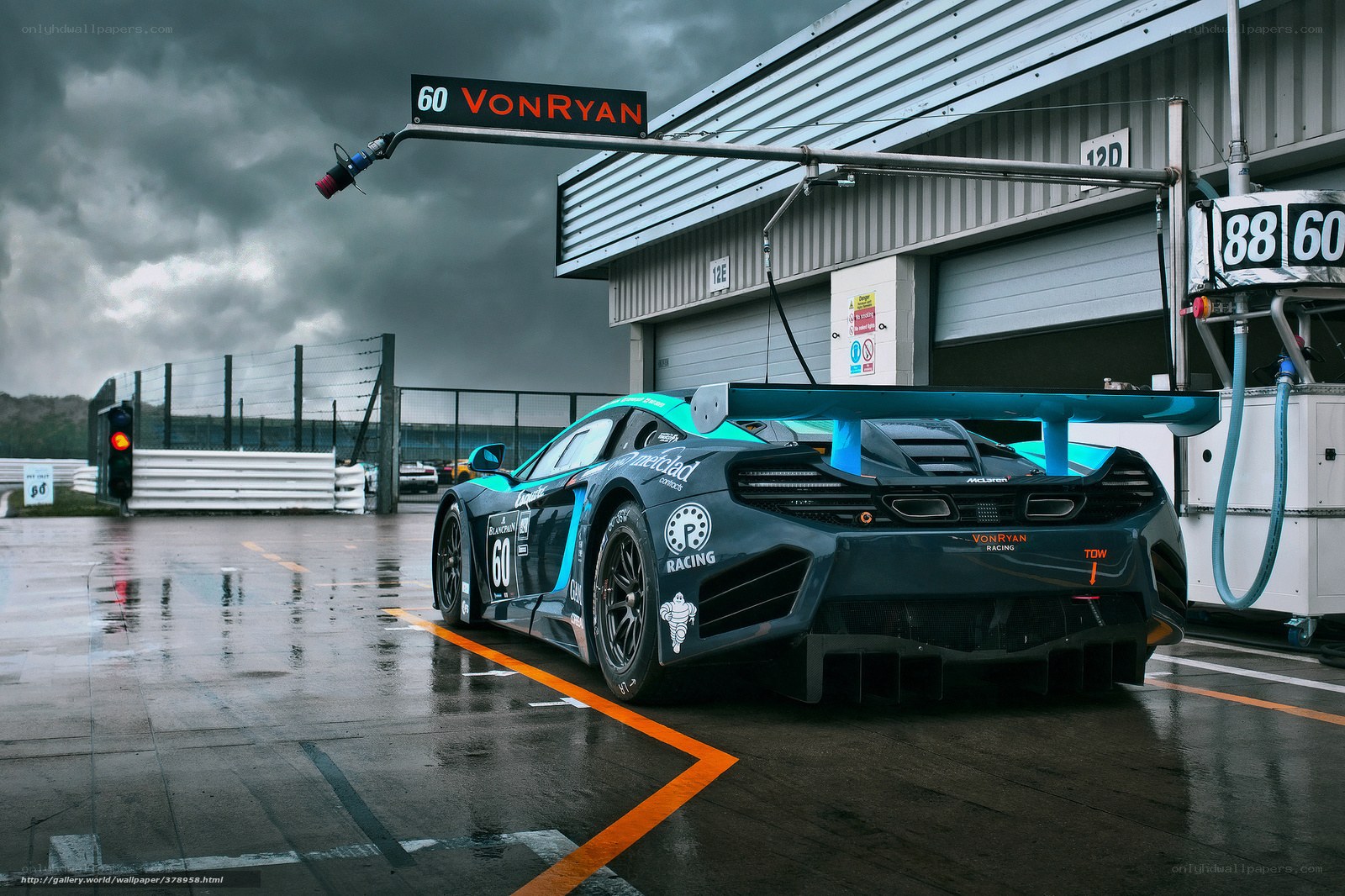 Race car in pit lane