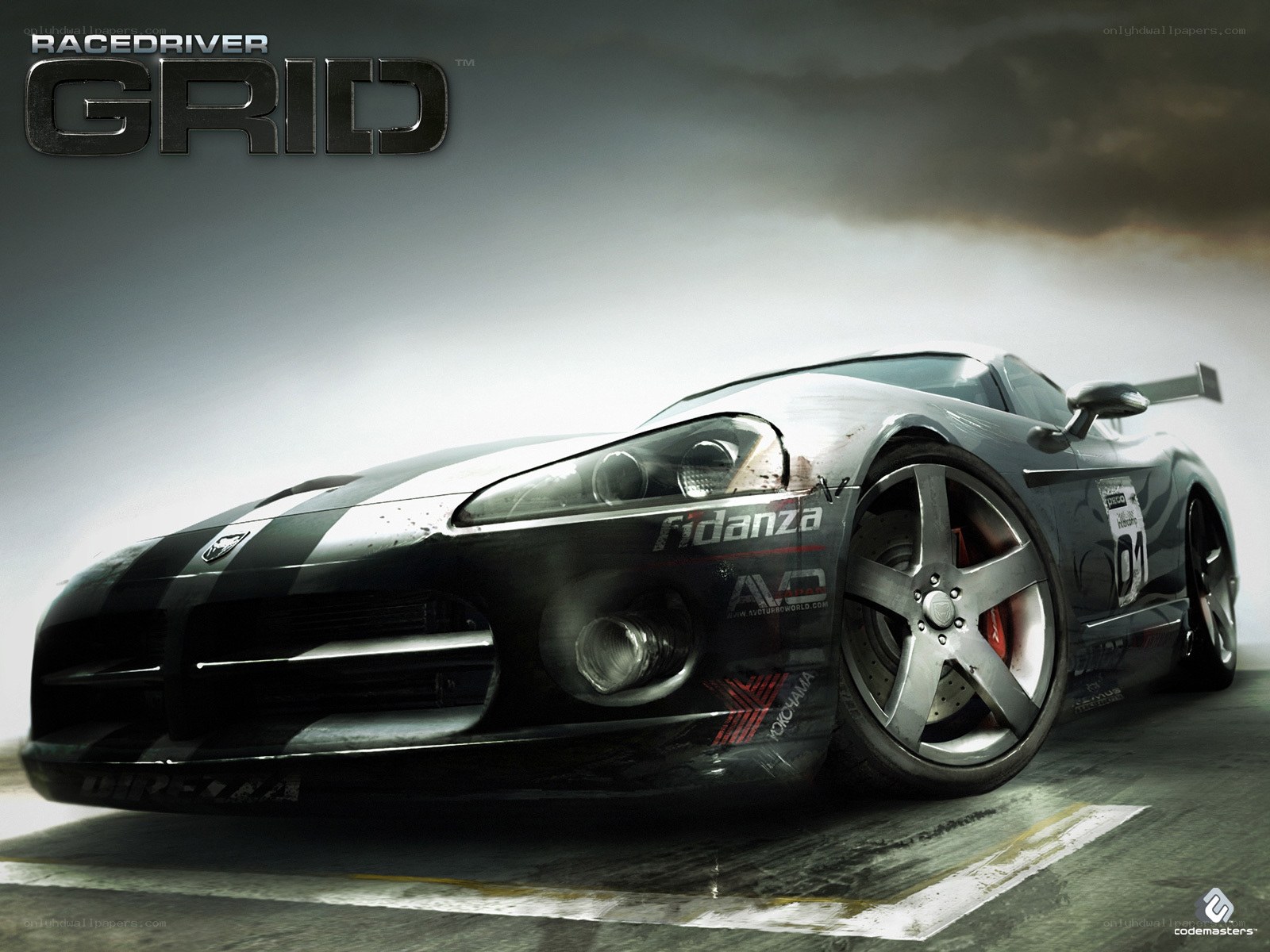 Race car in racing grid
