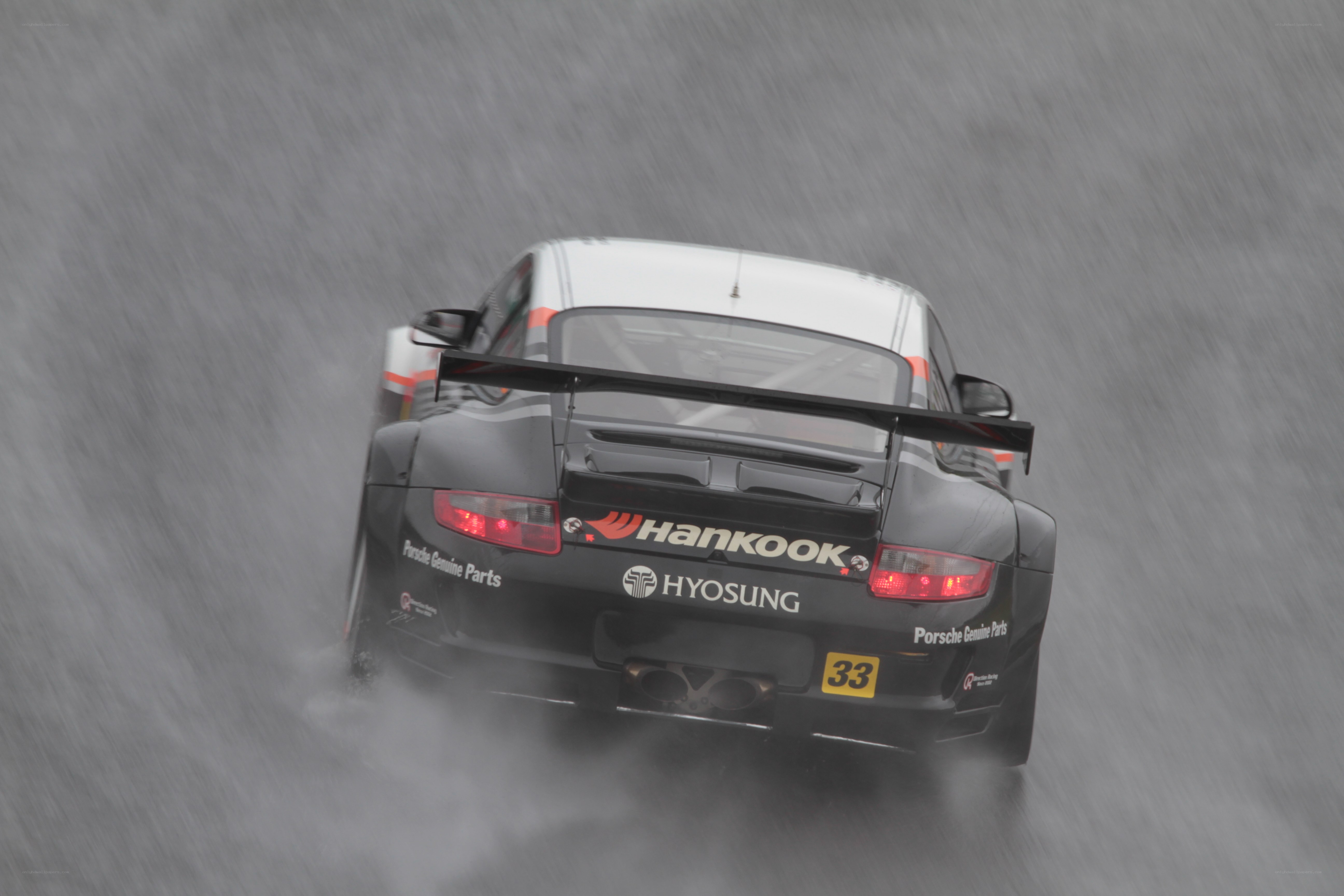 Race car in rain