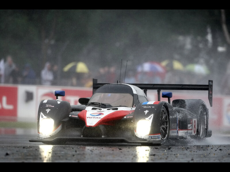Race car in rain