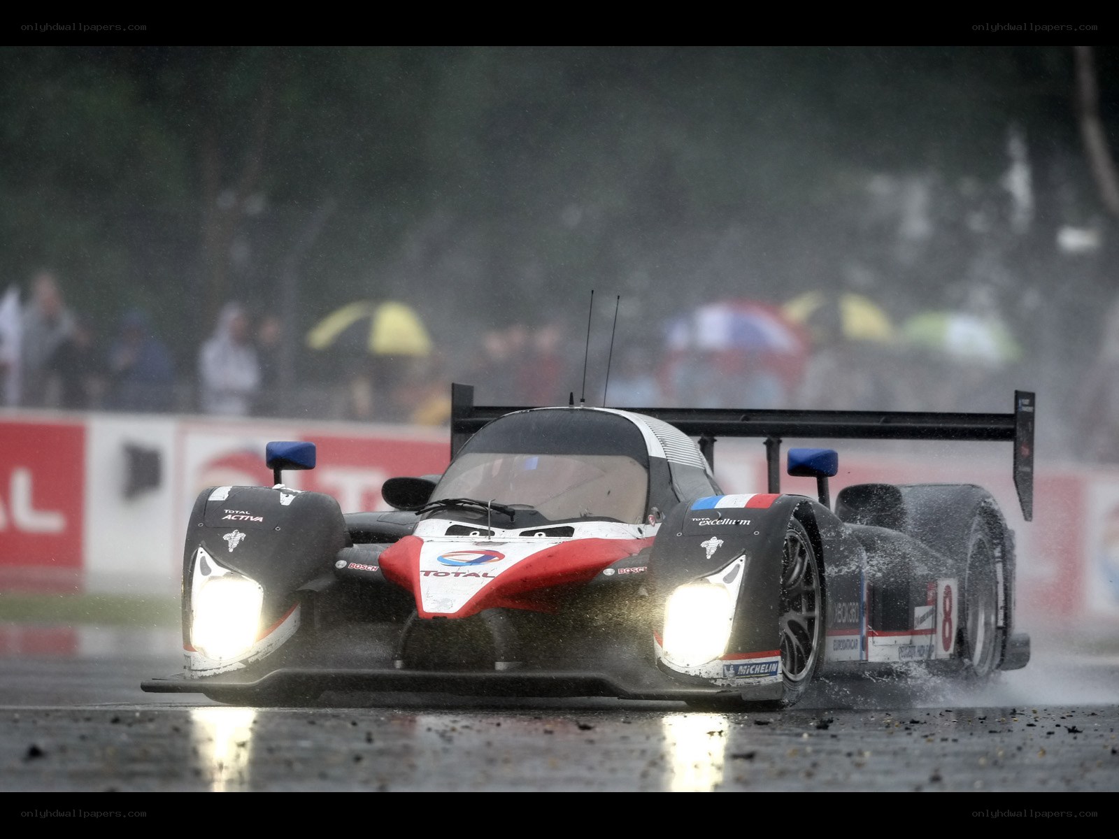Race car in rain