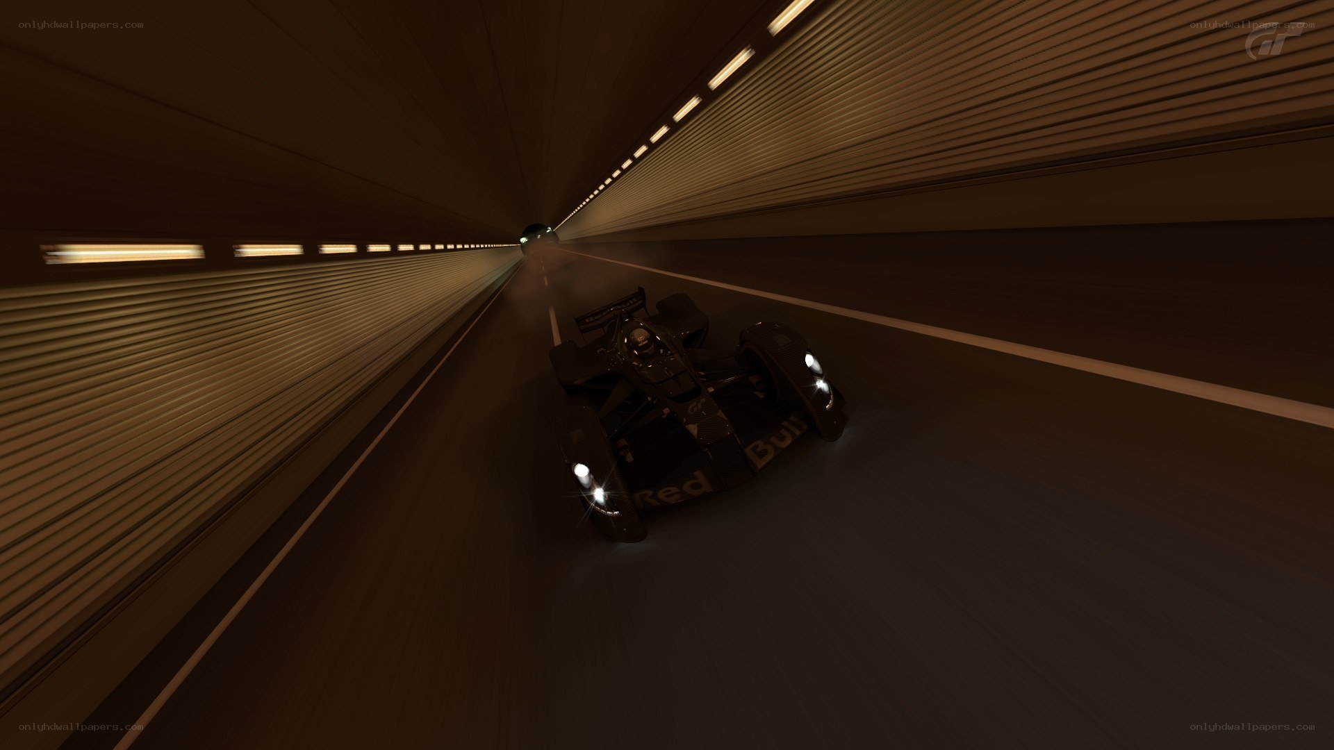 race car in tunnel