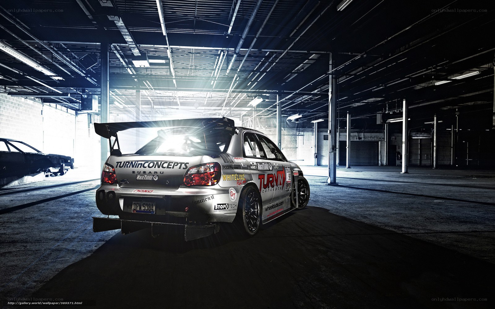 Race car in warehouse