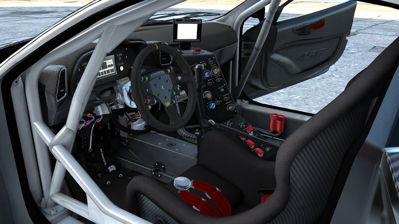 Race Car Interior — Black, Technical, 3d Render, Steering Wheel
