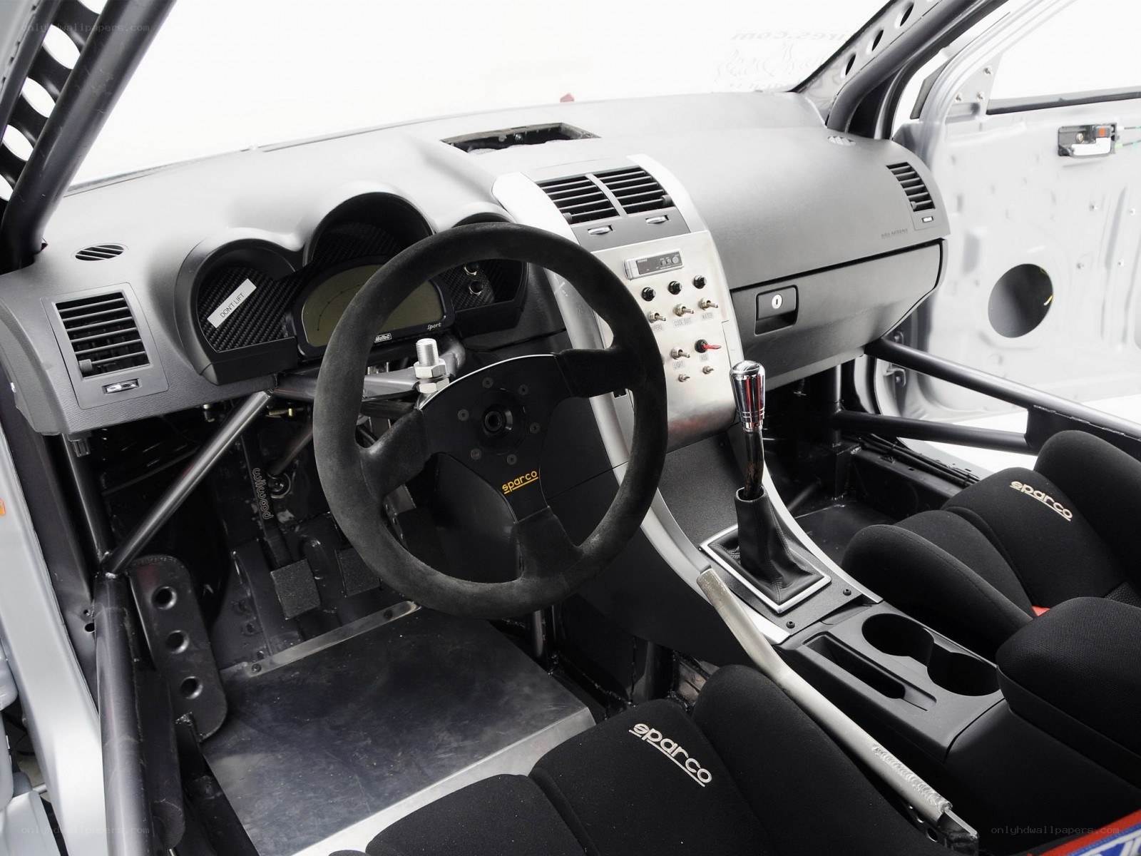 Race car interior cockpit