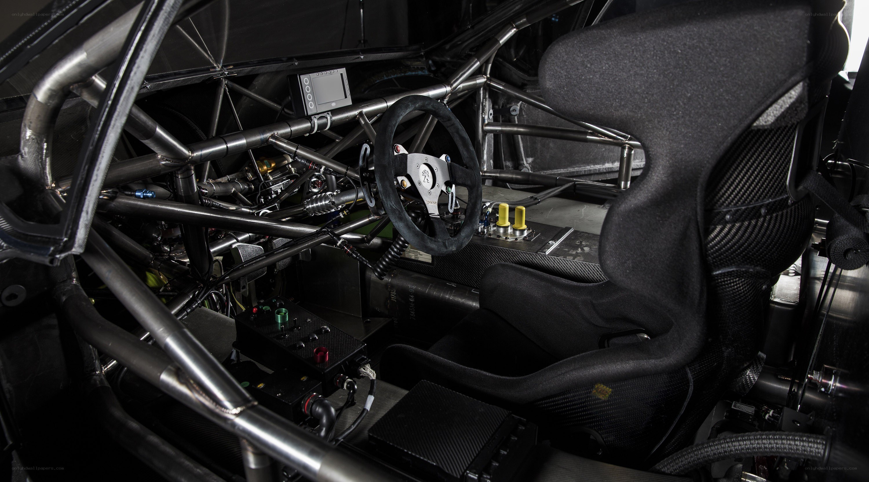 Race car interior cockpit