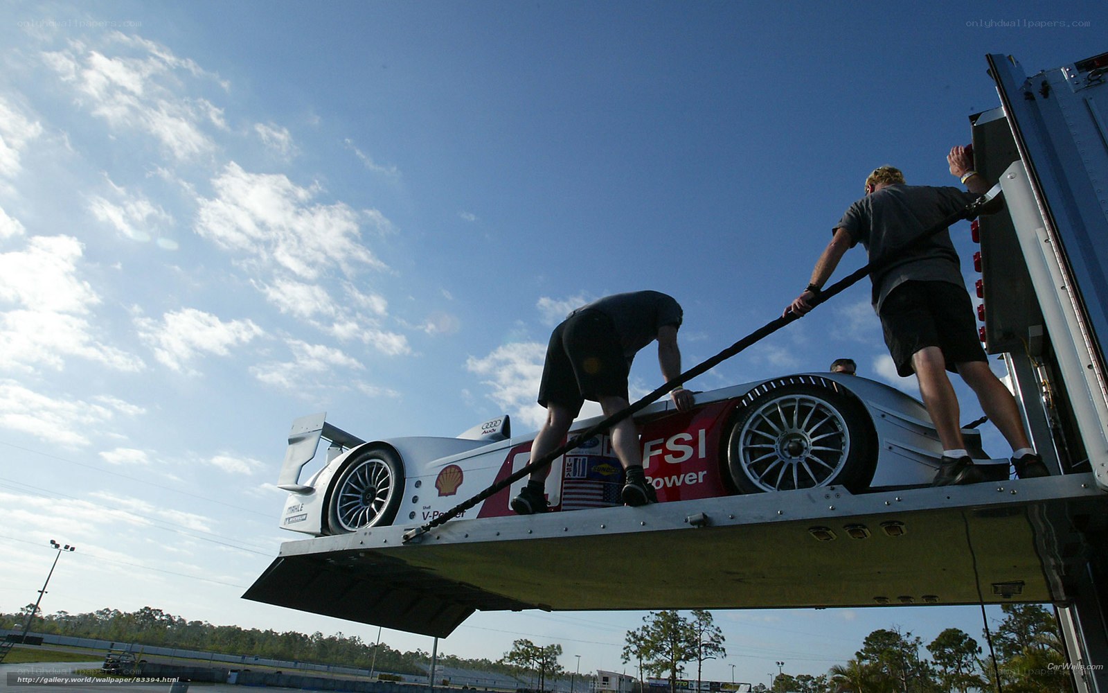 Race car loading onto trailer