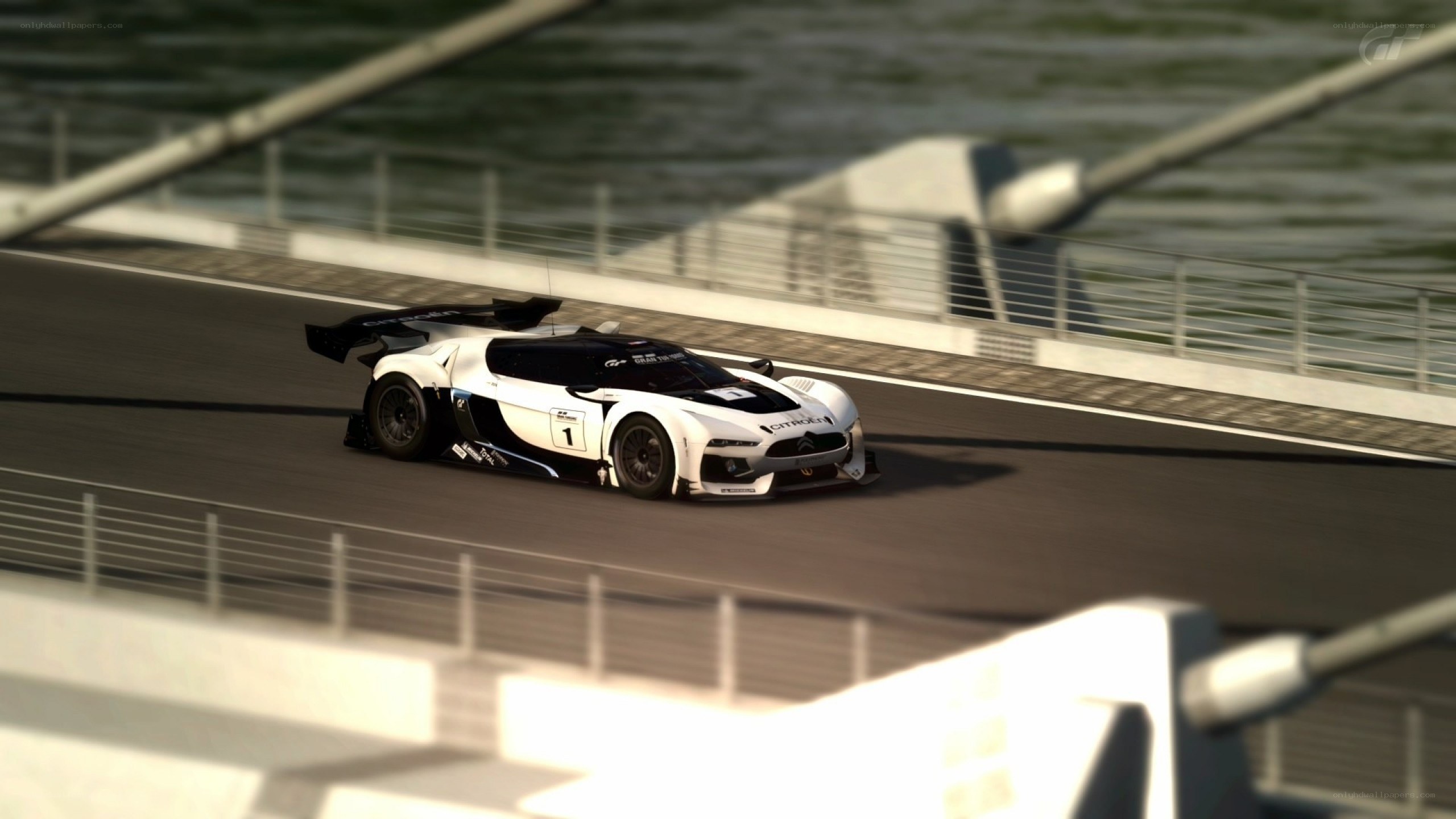 race car on a bridge