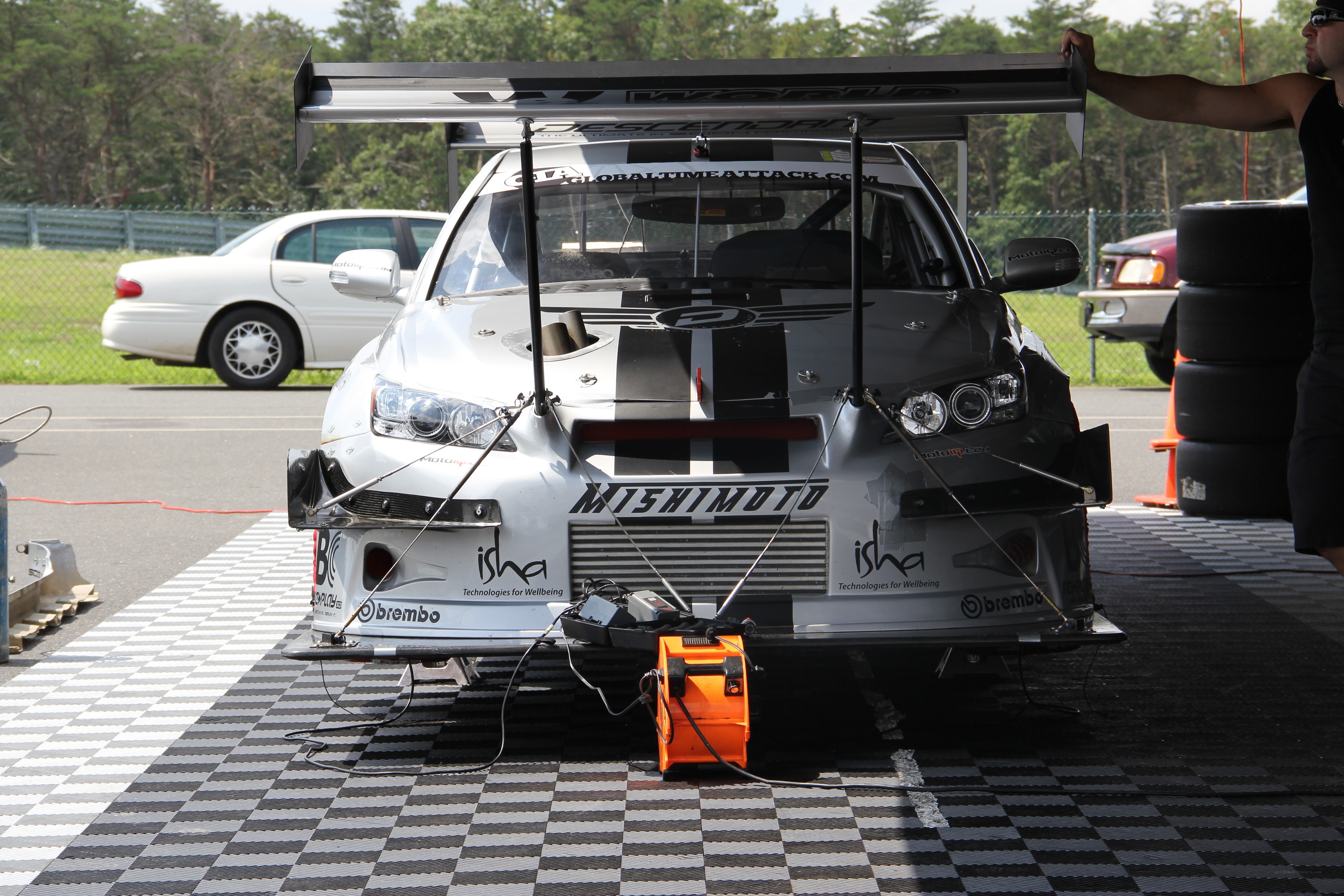 Race car on a checkered mat