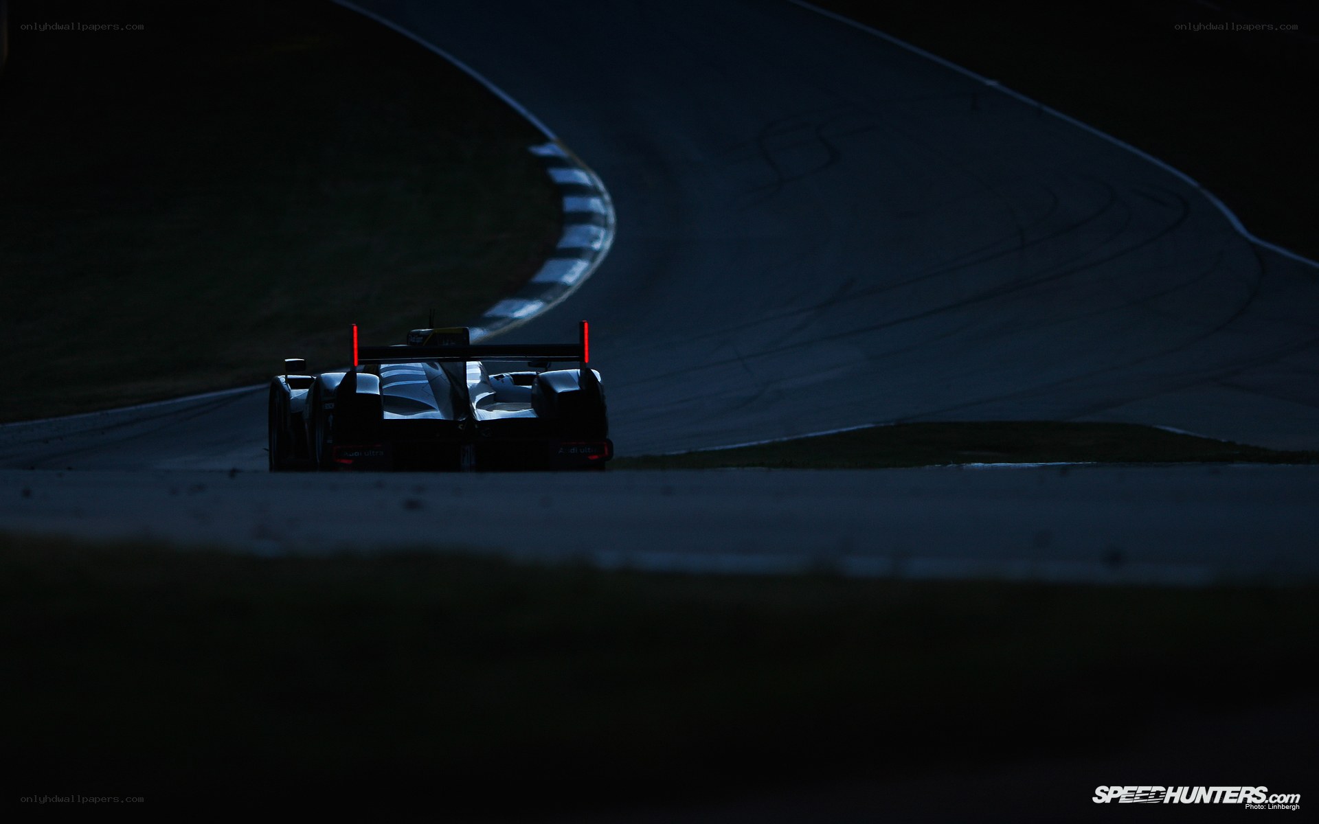 Race car on a dark track