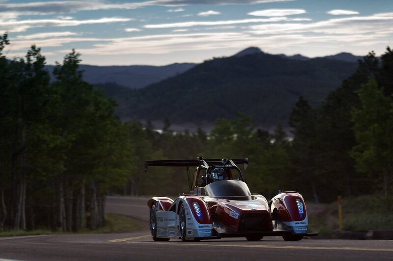 Race car on a mountain road