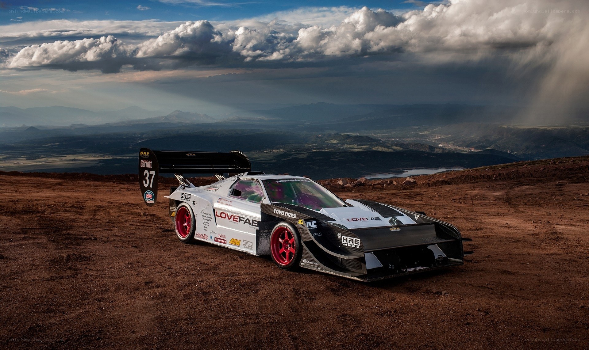 Race car on a mountain top