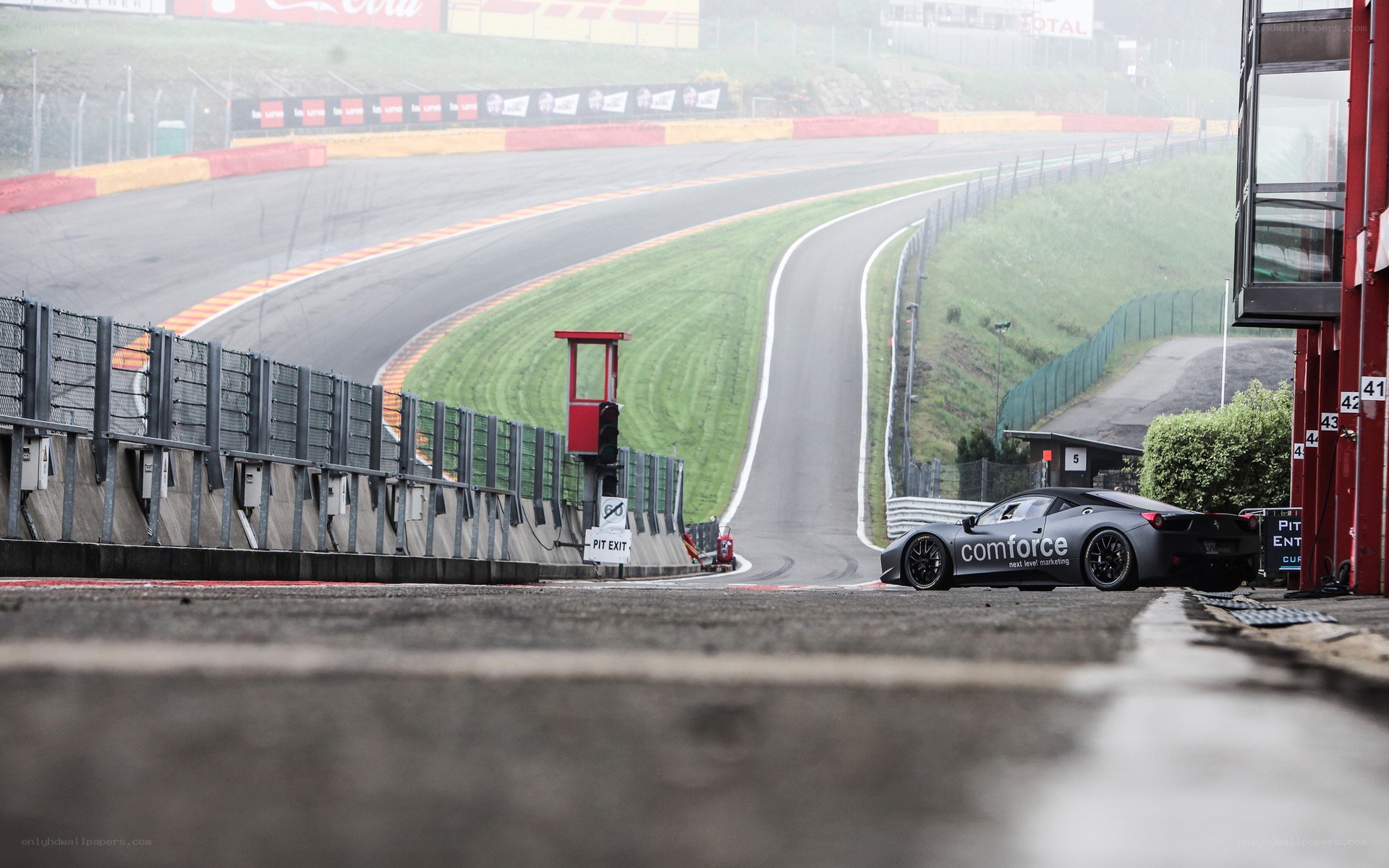 Race car on a wet track