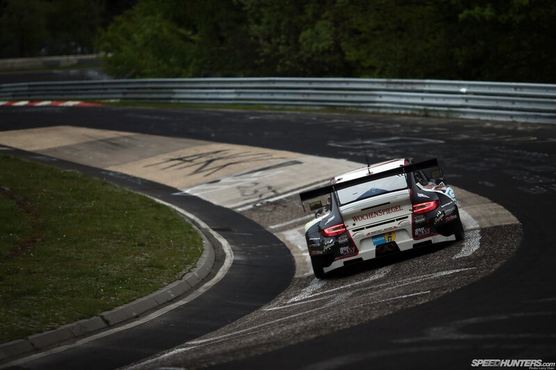 Race car on a wet track