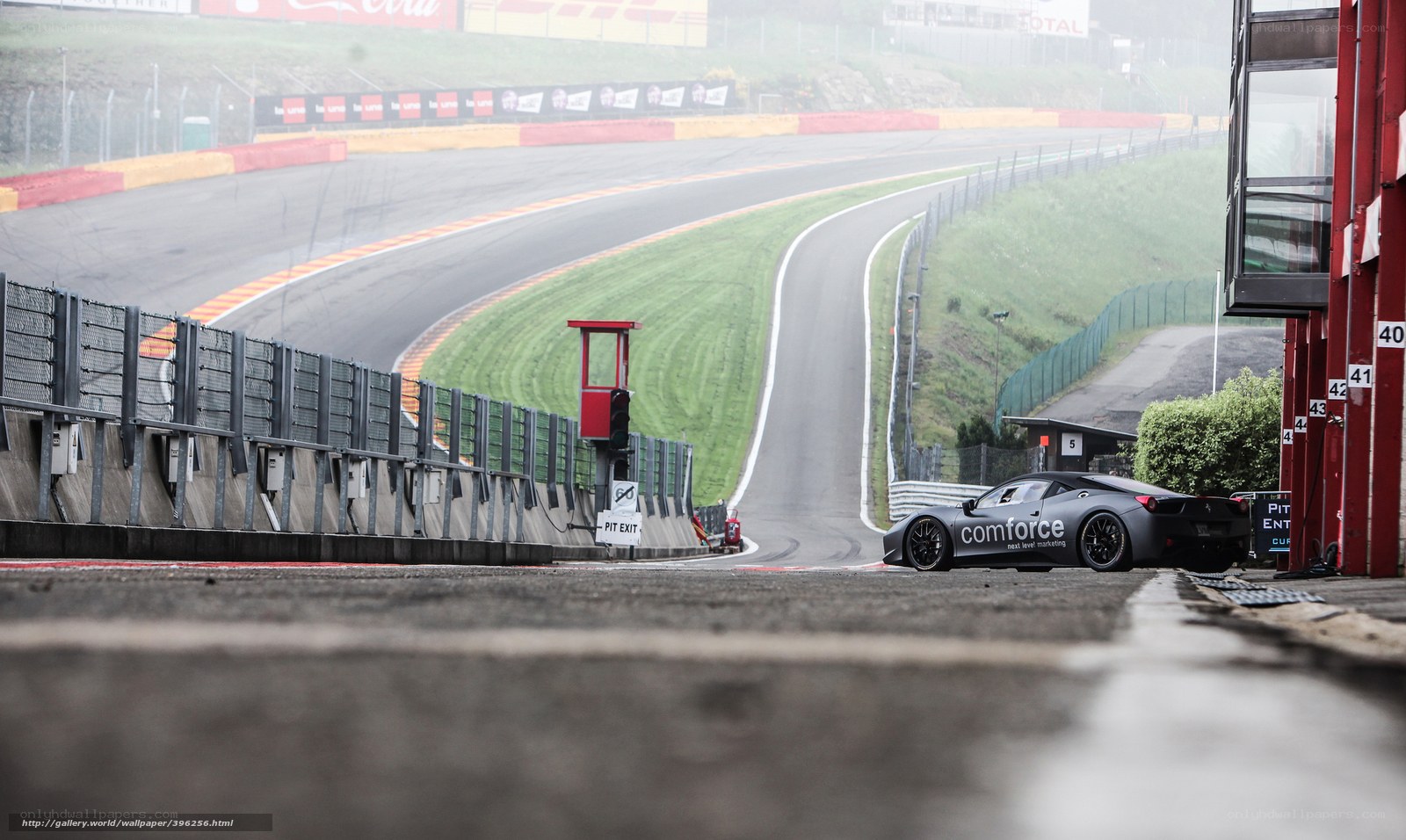 Race car on a wet track