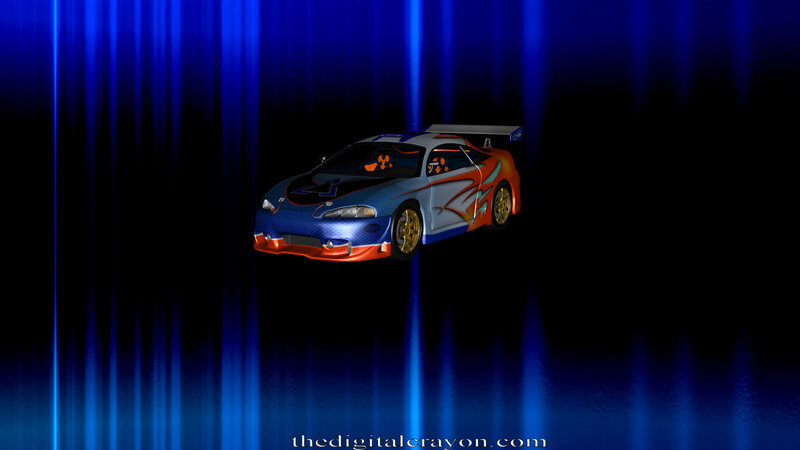 Race Car on Blue Background