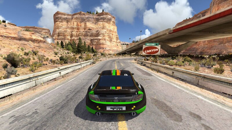 race car on canyon road