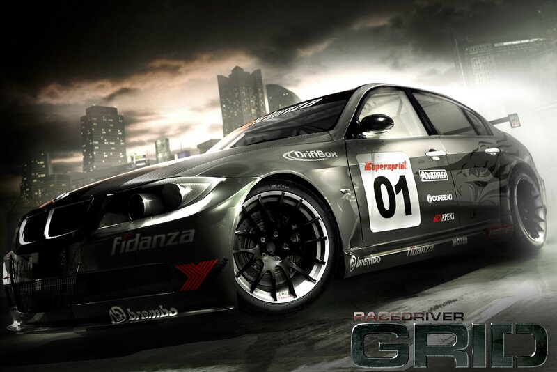 Race Car on City Street — Black