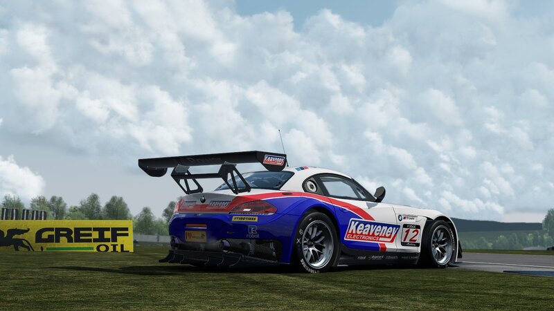 Race Car on Grass — Blue