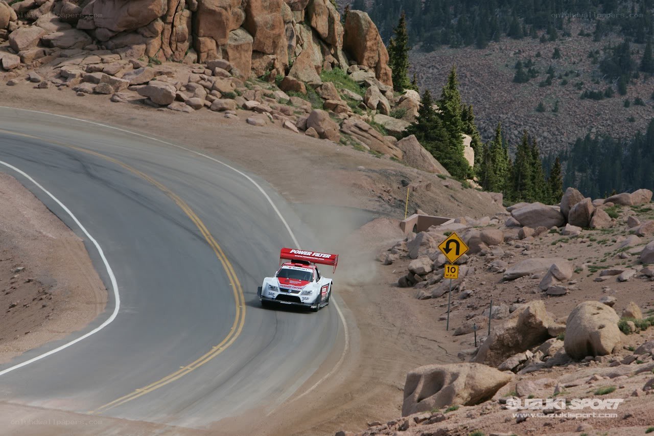 Race car on mountain road