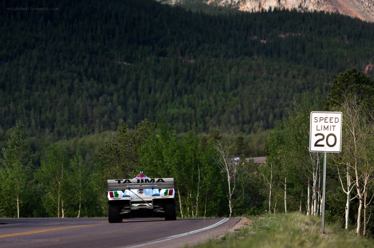 Race car on mountain road