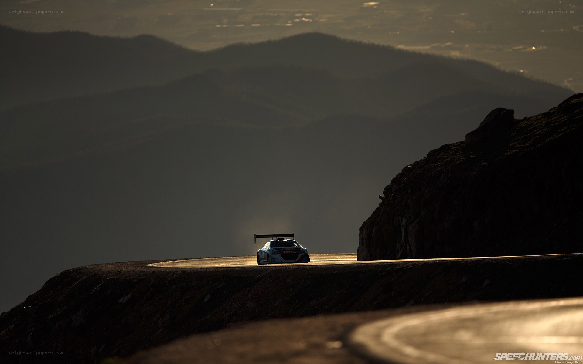 Race car on mountain road