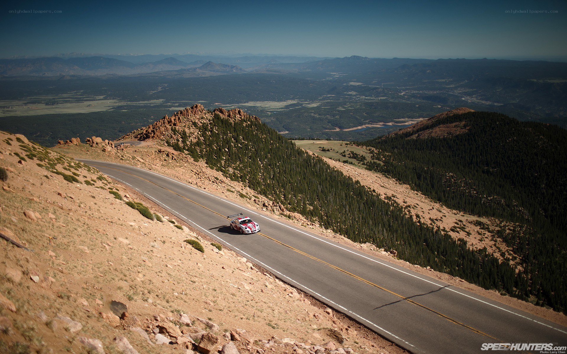 Race car on mountain road