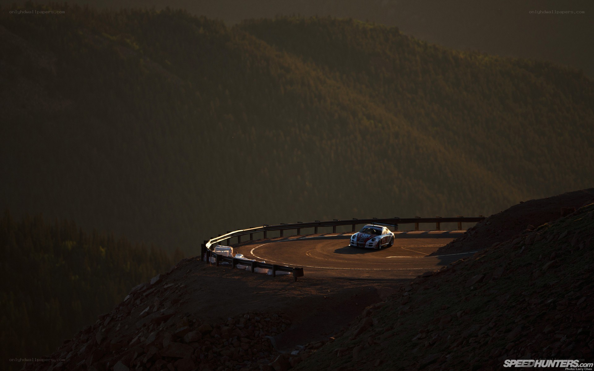 Race car on mountain road