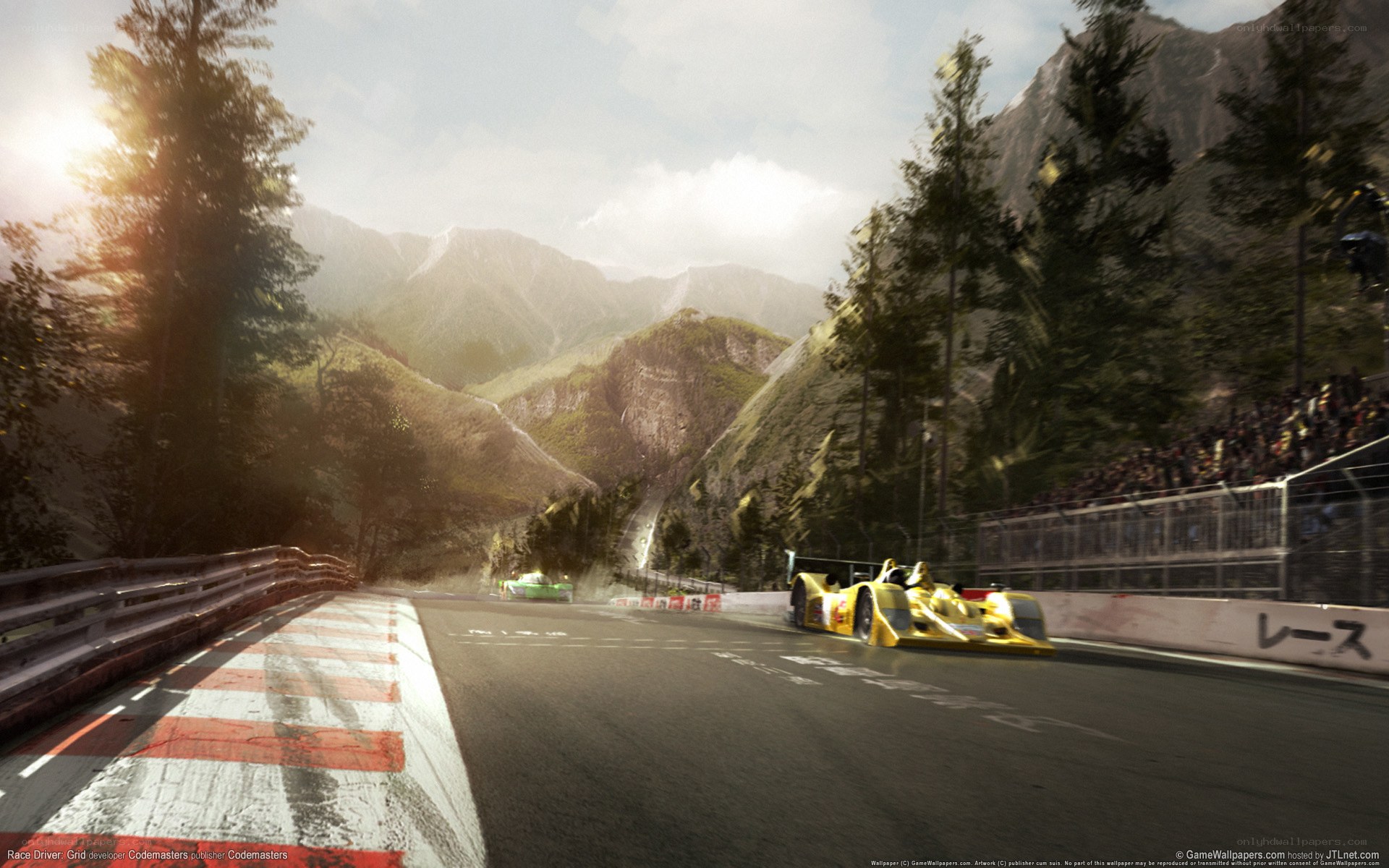 Race car on mountain track
