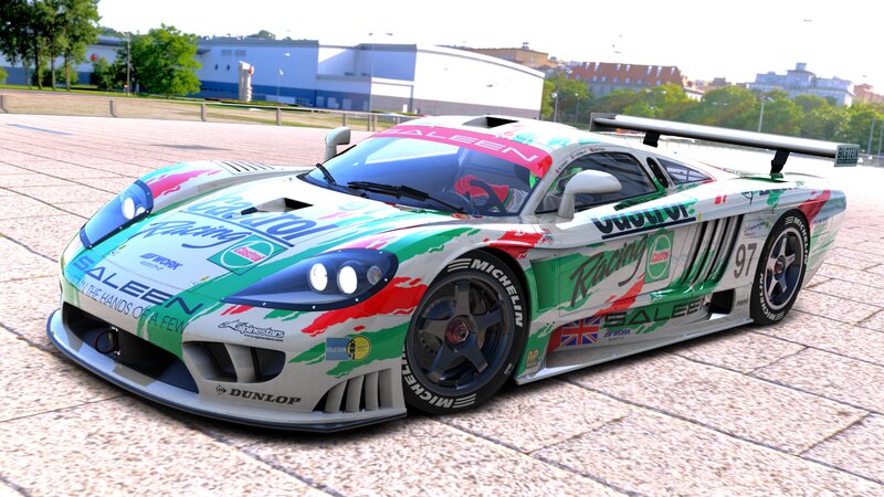 Race Car on Pavement — White