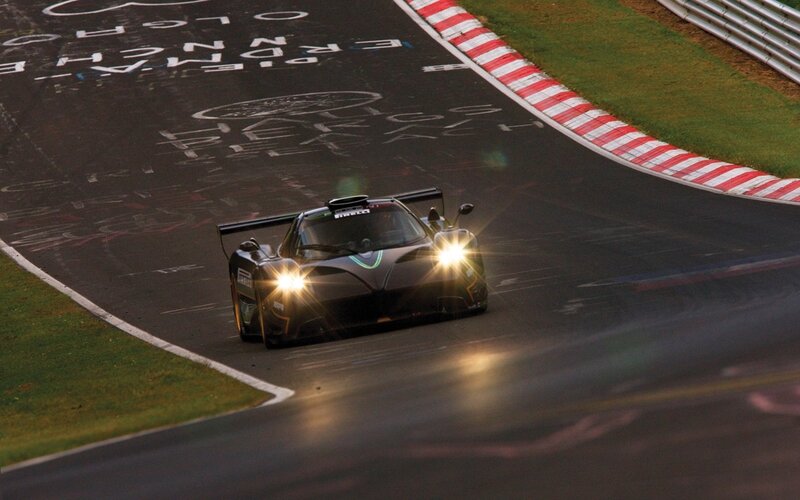 race car on track at night