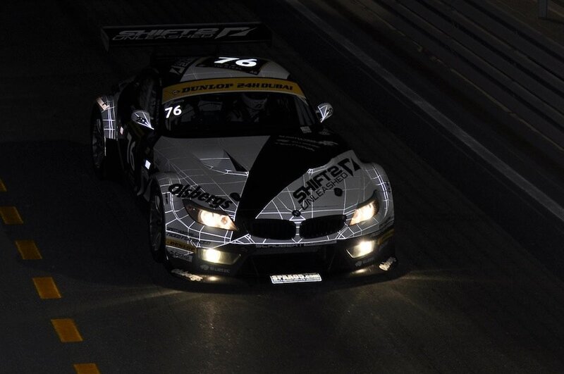 race car on track at night