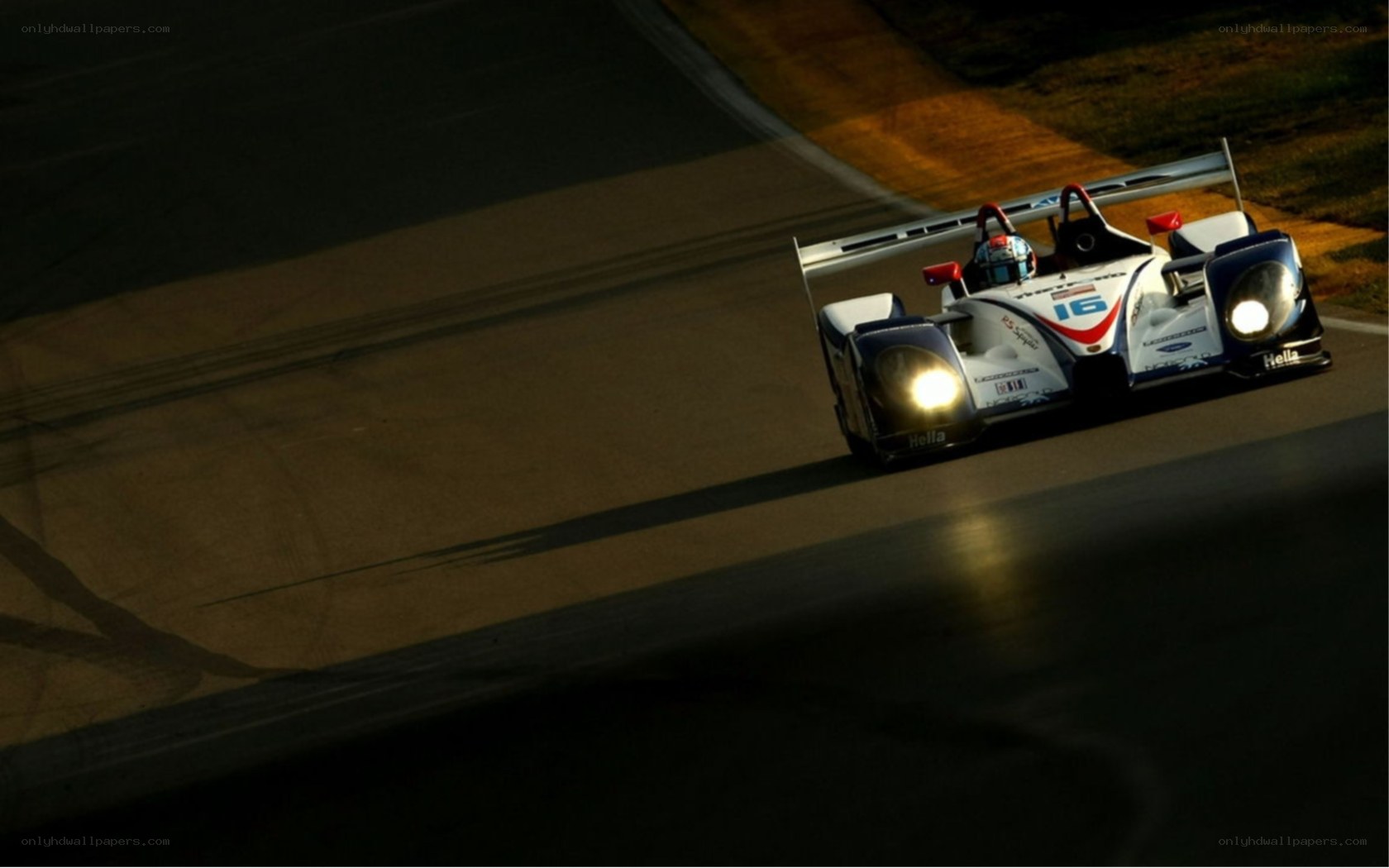 race car on track at night