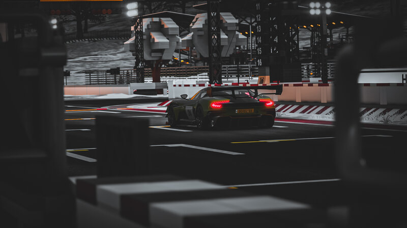 Race Car on Track — Black, Dark