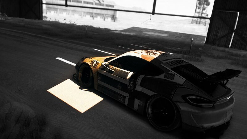 Race Car on Track — Black, Dramatic, Afternoon, 3d Render