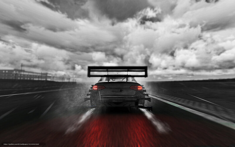 Race Car on Track — Black, Dramatic, Digital Art